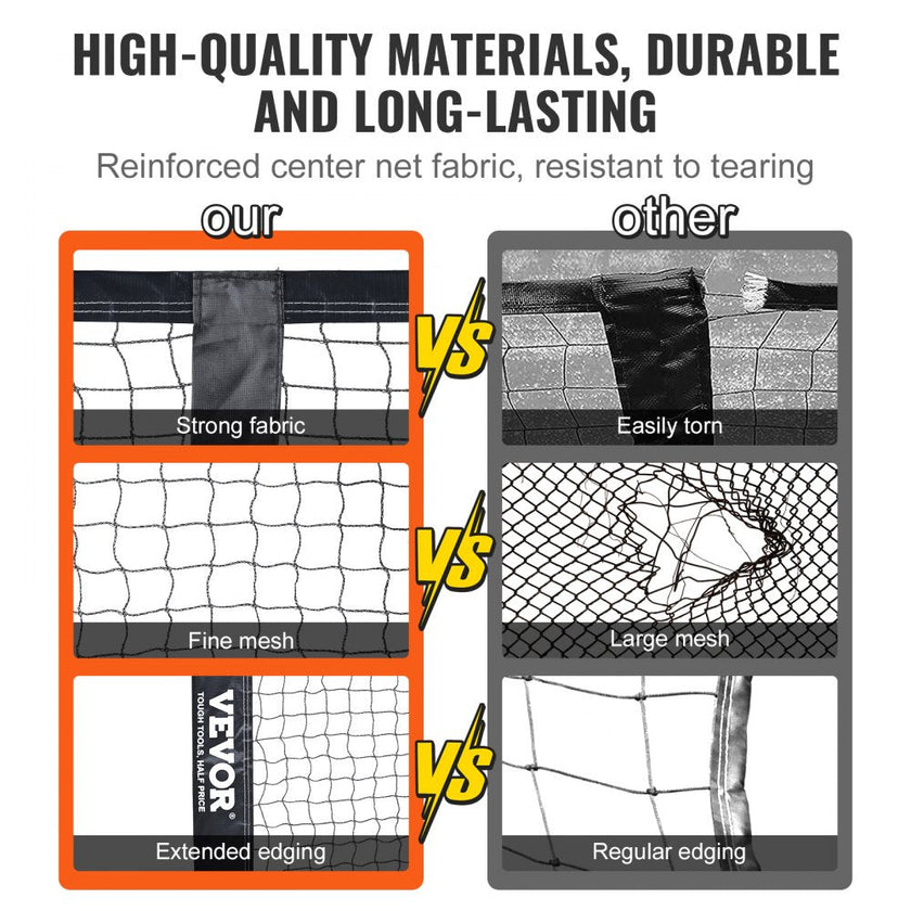 VEVOR Portable Pickleball Net System, 22FT Regulation Size Net, Weather Resistant Steady Metal Frame & Strong PE Net, Outdoor Game Sports Net with Carrying Bag, Easy Setup, Play in Backyard Driveway