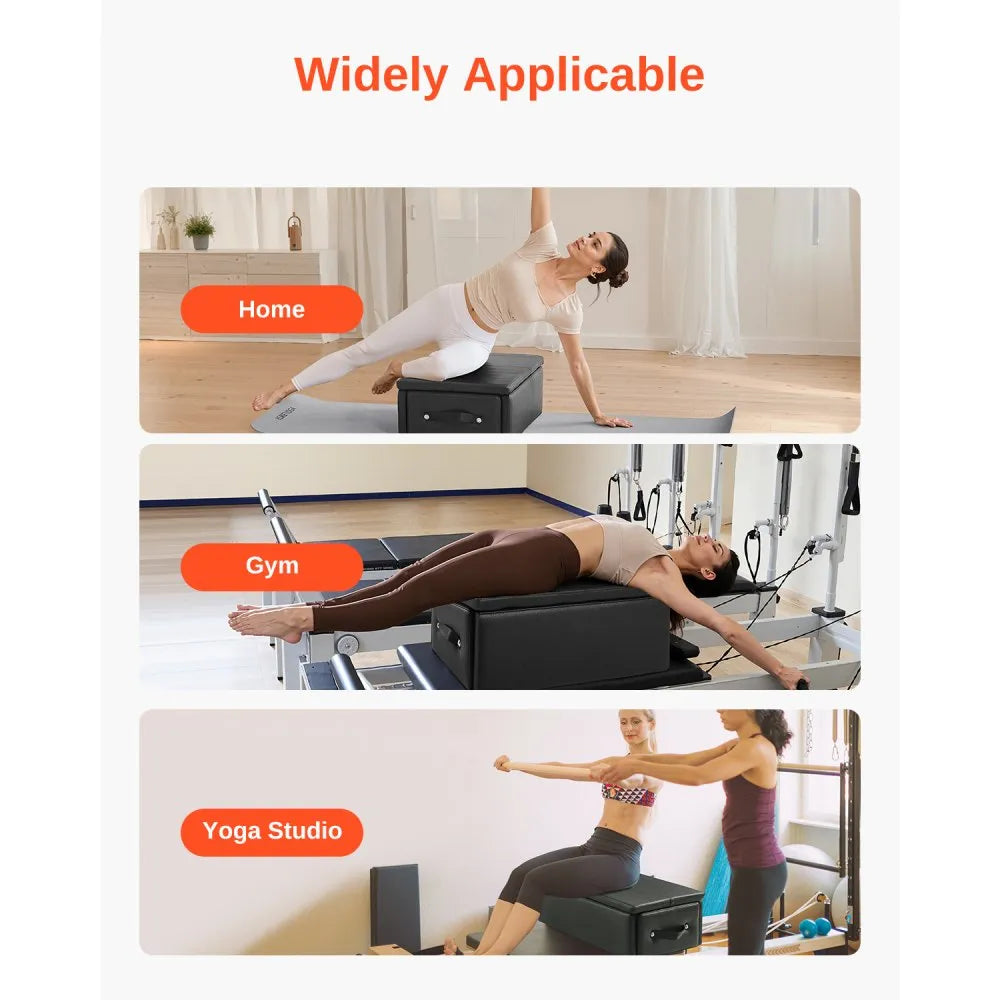 VEVOR Pilates Box for Reformer Pilates Equipment Accessory for Exercises Black