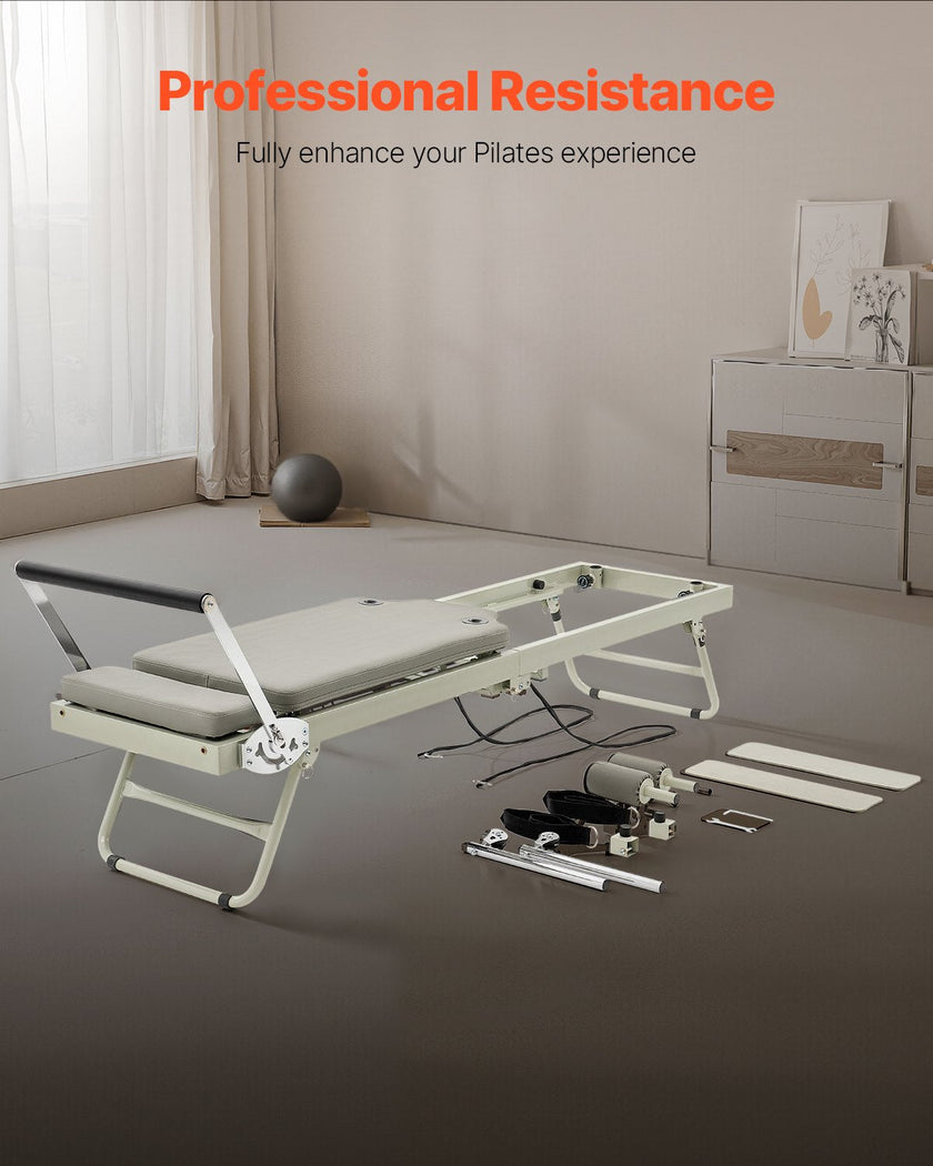 VEVOR Foldable Pilates Reformer Pilates Machine Home Gym Workout Equipment
