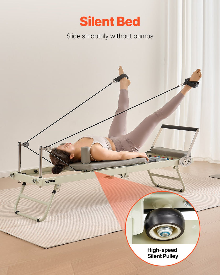 VEVOR Foldable Pilates Reformer Pilates Machine Home Gym Workout Equipment