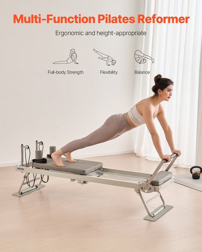 VEVOR Foldable Pilates Reformer Pilates Machine Home Gym Workout Equipment