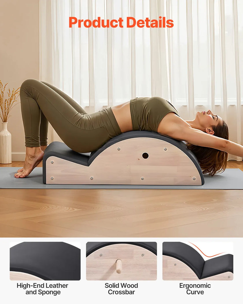 VEVOR Pilates Spine Corrector Arc Fitness Accessory Spine Exercises Rubber Wood