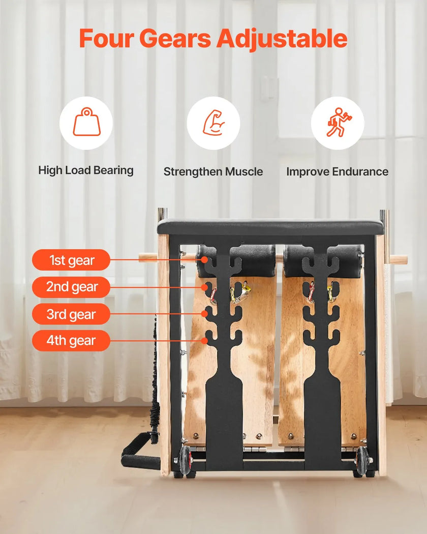 VEVOR Pilates Chair Split-Pedal Stability Combo Chairs Full-Body Workout Handle