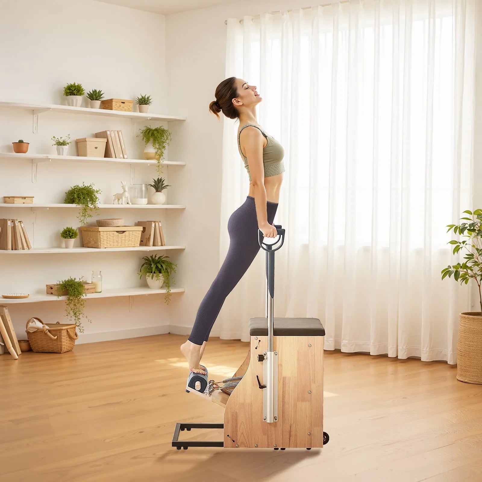 VEVOR Pilates Chair Split-Pedal Stability Combo Chairs Full-Body Workout Handle
