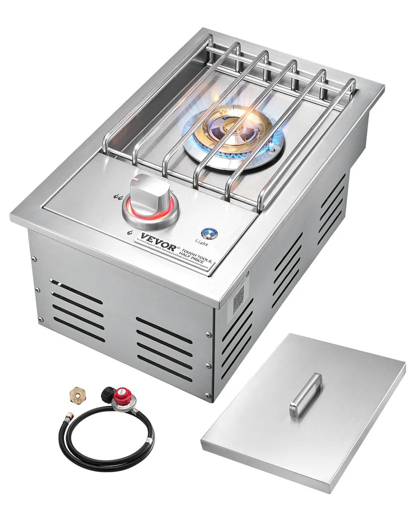 VEVOR Single Grilling Side Burner for Outdoor 17,000BTU Propane & Natural Gas