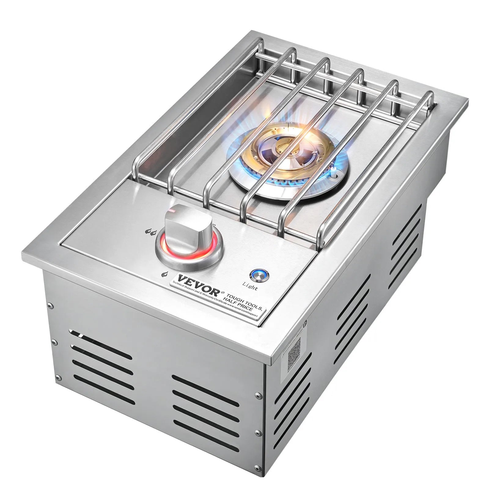 VEVOR Single Grilling Side Burner for Outdoor 17,000BTU Propane & Natural Gas
