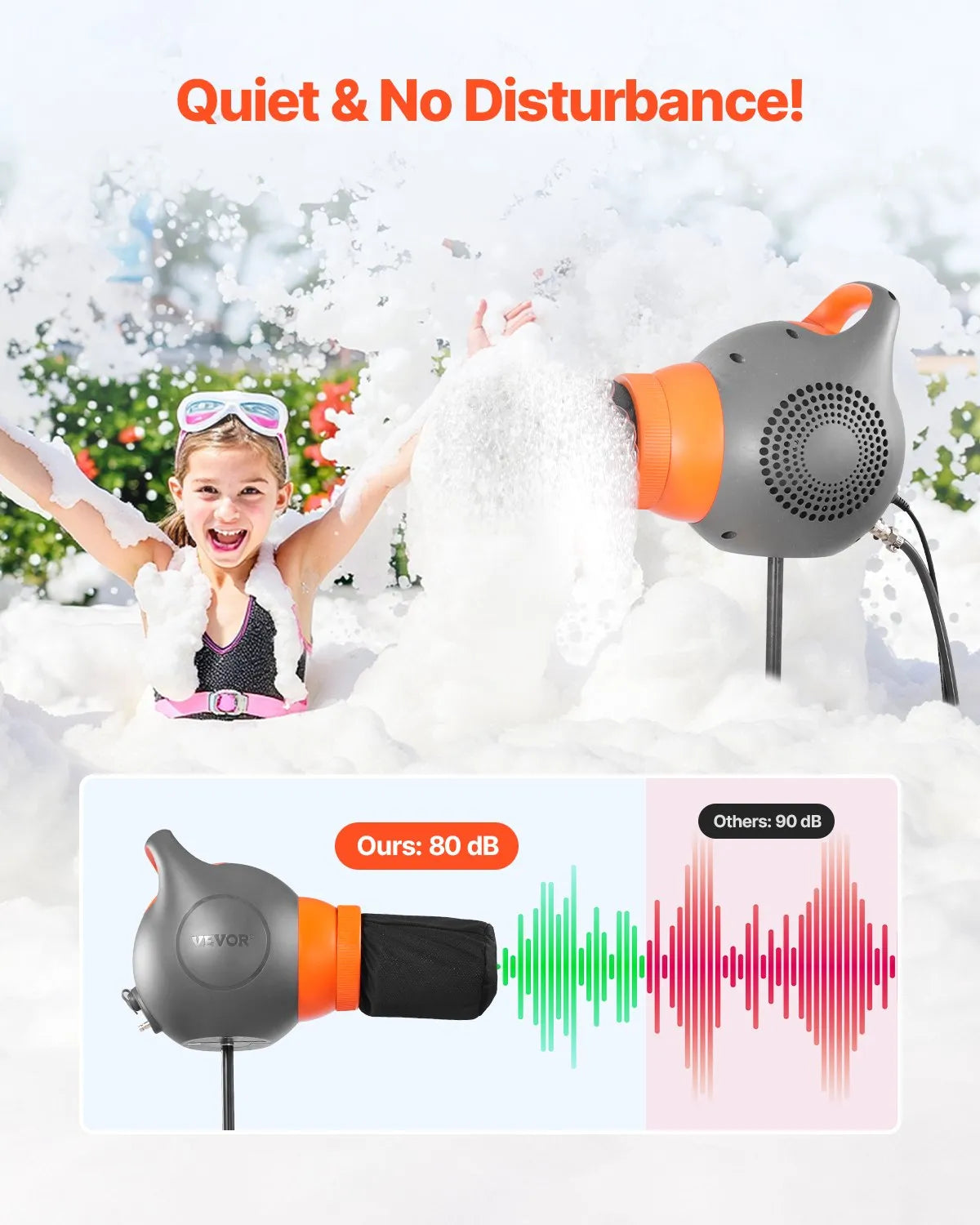 VEVOR Foam Machine Party Foam Cannon 115 W Foam Cannon for Party Grey & Orange