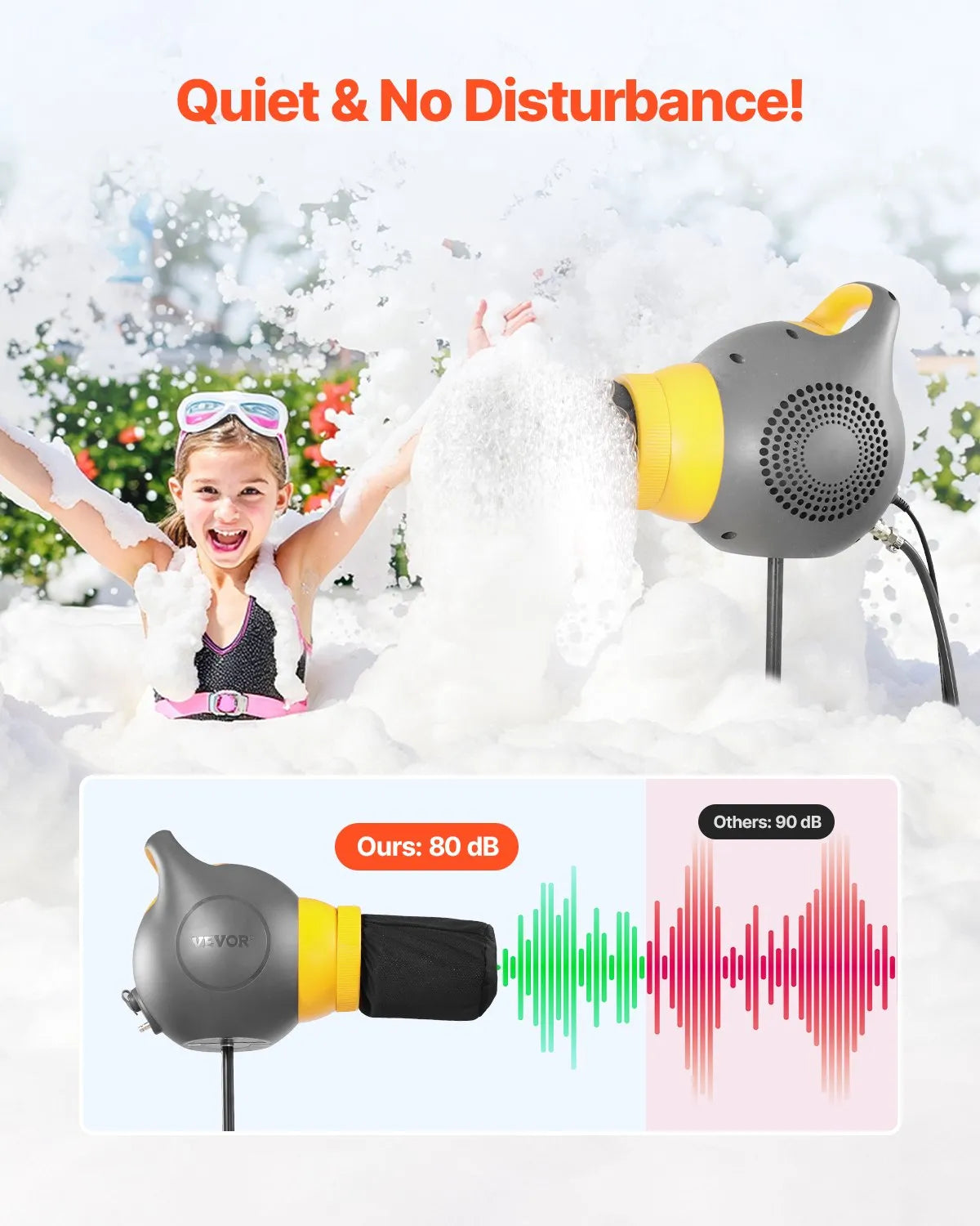 VEVOR Foam Machine Party Foam Cannon 115 W Foam Cannon for Party Grey & Yellow