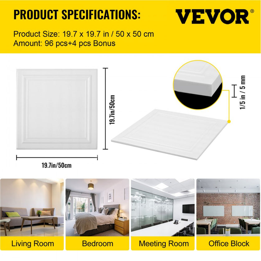 VEVOR Foam Ceiling Tiles, 19.7