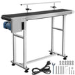 VEVOR PVC Belt Conveyor 59Inch Length, Electric PVC Conveyor 7.8 Width, 110V Adjustable Automatic Speed, Conveyor Machine with Single Guardrails, In Stainless Steel, Industrial Transport Equipment