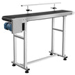 VEVOR PVC Belt Conveyor 59Inch Length, Electric PVC Conveyor 7.8 Width, 110V Adjustable Automatic Speed, Conveyor Machine with Single Guardrails, In Stainless Steel, Industrial Transport Equipment