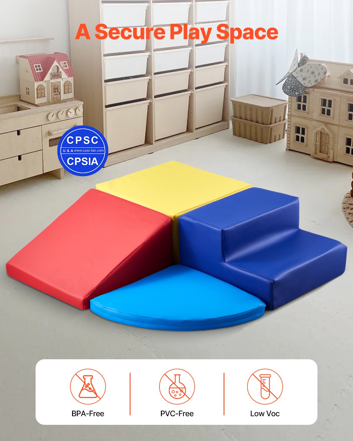 VEVOR Climbing Toys 4 Piece Foam Climbing Blocks for Toddlers and Preschoolers