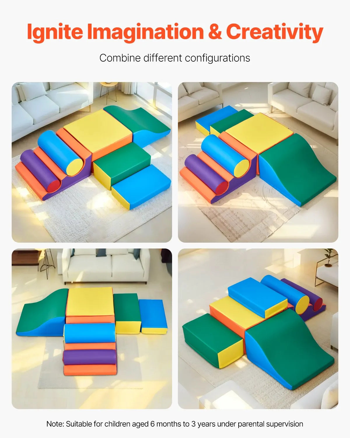 VEVOR Climbing Toys 7 Piece Foam Climbing Blocks for Toddlers and Preschoolers