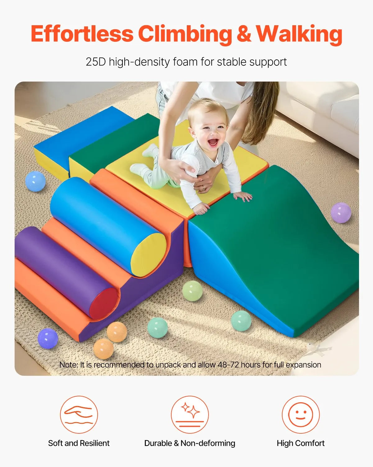 VEVOR Climbing Toys 7 Piece Foam Climbing Blocks for Toddlers and Preschoolers