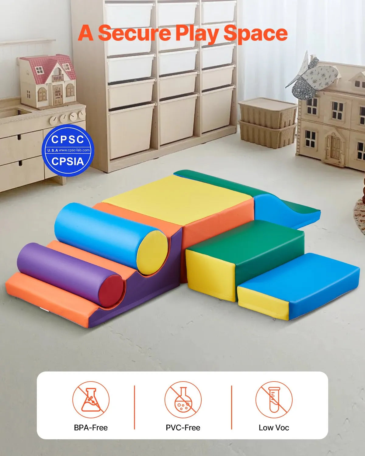 VEVOR Climbing Toys 7 Piece Foam Climbing Blocks for Toddlers and Preschoolers
