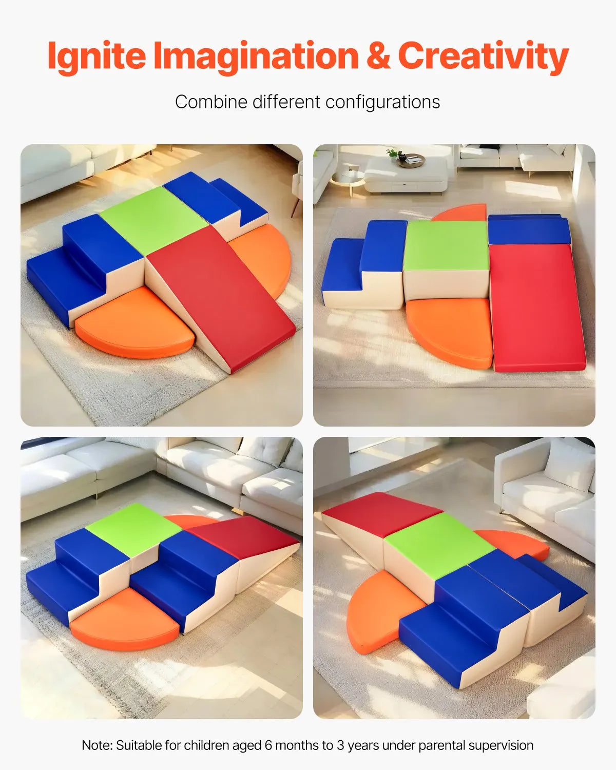 VEVOR Climbing Toys 6 Piece Foam Climbing Blocks for Toddlers and Preschoolers