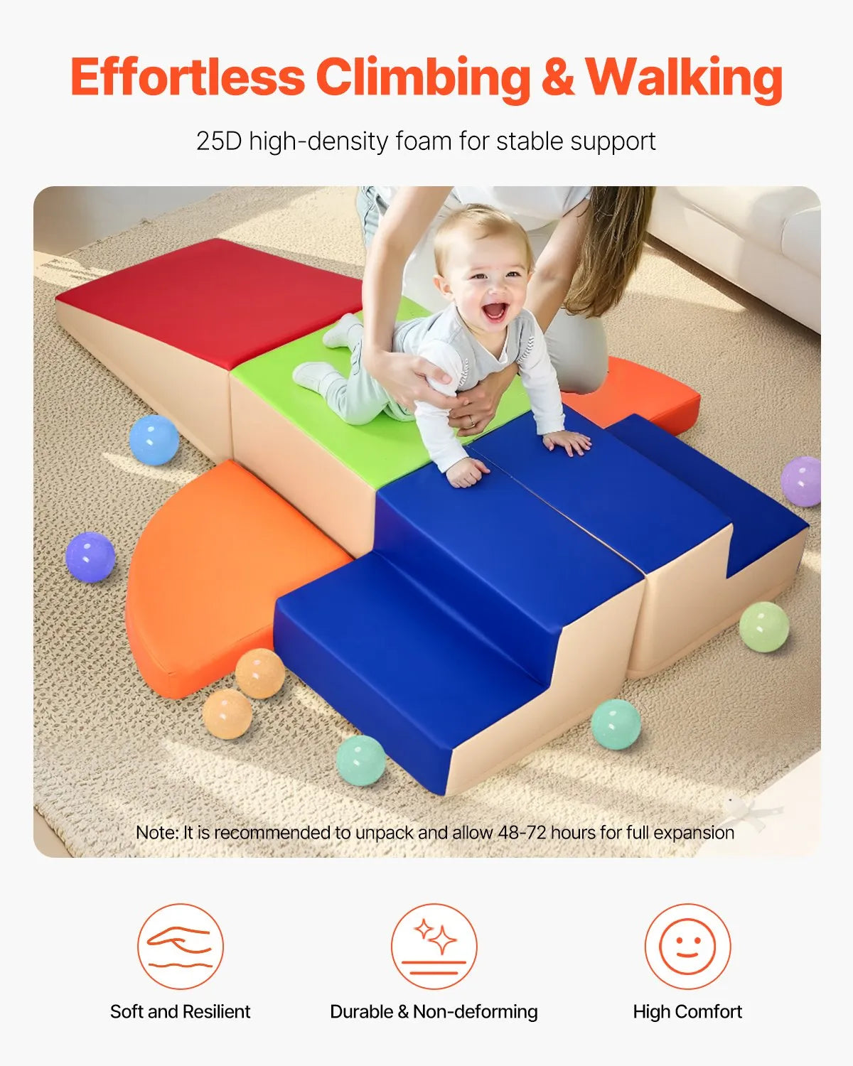 VEVOR Climbing Toys 6 Piece Foam Climbing Blocks for Toddlers and Preschoolers