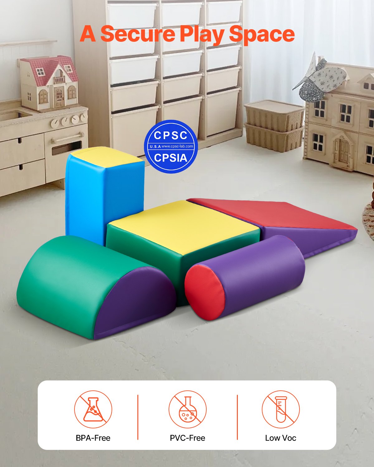 VEVOR Climbing Toys 5 Piece Foam Climbing Blocks for Toddlers and Preschoolers