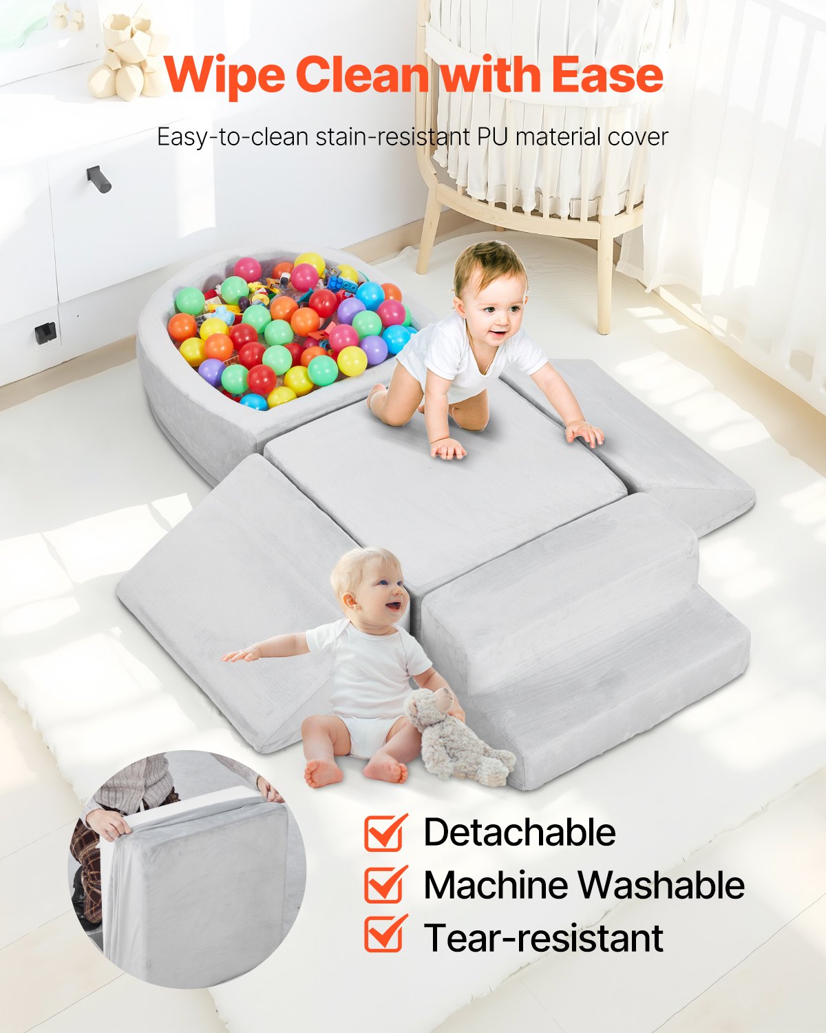 VEVOR Climbing Toys 5 Piece Foam Climbing Blocks with Ball Pit for Toddlers