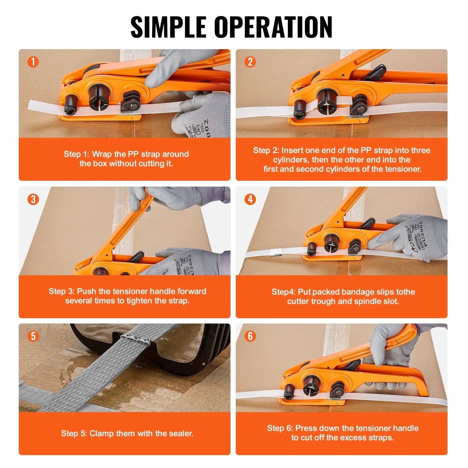 VEVOR Banding Strapping Kit with Strapping Tensioner Tool, Banding Sealer Tool, 3280 ft Length PP Band, 1000 Metal Seals, Pallet Packaging Strapping Banding Kit Banding Packaging Strapping for Packing