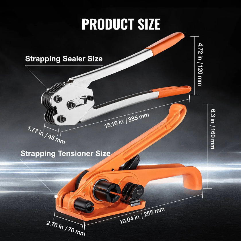 VEVOR Banding Strapping Kit with Strapping Tensioner Tool, Banding Sealer Tool, 328 ft Length PP Band, 100 Metal Seals, Pallet Packaging Strapping Banding Kit, Banding Packaging Strapping for Packing