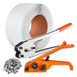 VEVOR Banding Strapping Kit with Strapping Tensioner Tool, Banding Sealer Tool, 328 ft Length PP Band, 100 Metal Seals, Pallet Packaging Strapping Banding Kit, Banding Packaging Strapping for Packing