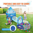VEVOR 3 in 1 Kids Play Tent with Tunnel, Basketball Hoop for Boys, Girls, Babies and Toddlers, Indoor/Outdoor Pop Up Playhouse with Carrying Bag & Banding Straps Birthday Gifts, Blue Ocean