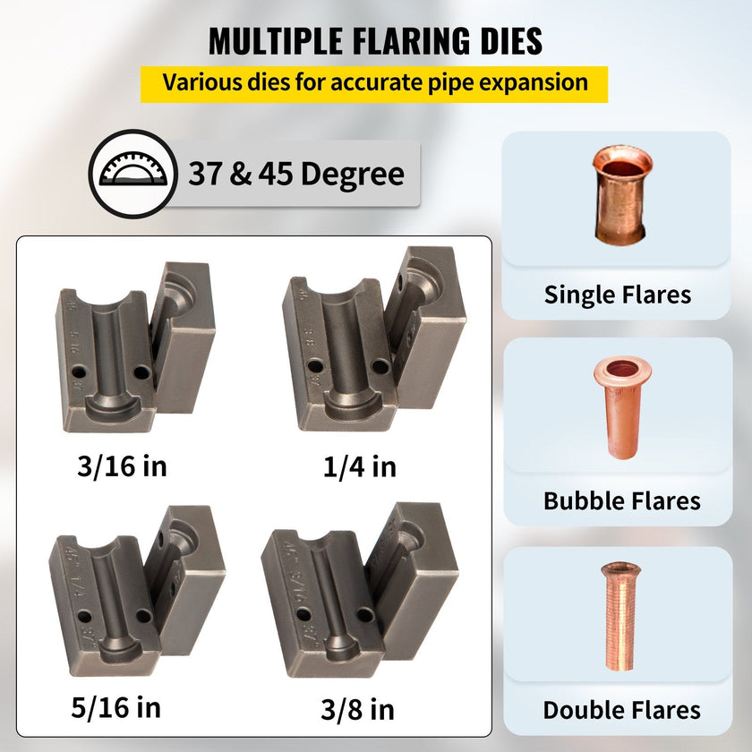 VEVOR Brake Line Flaring Tool, 37 & 45 Degree Single, Double, and Bubble Flares for 3/16