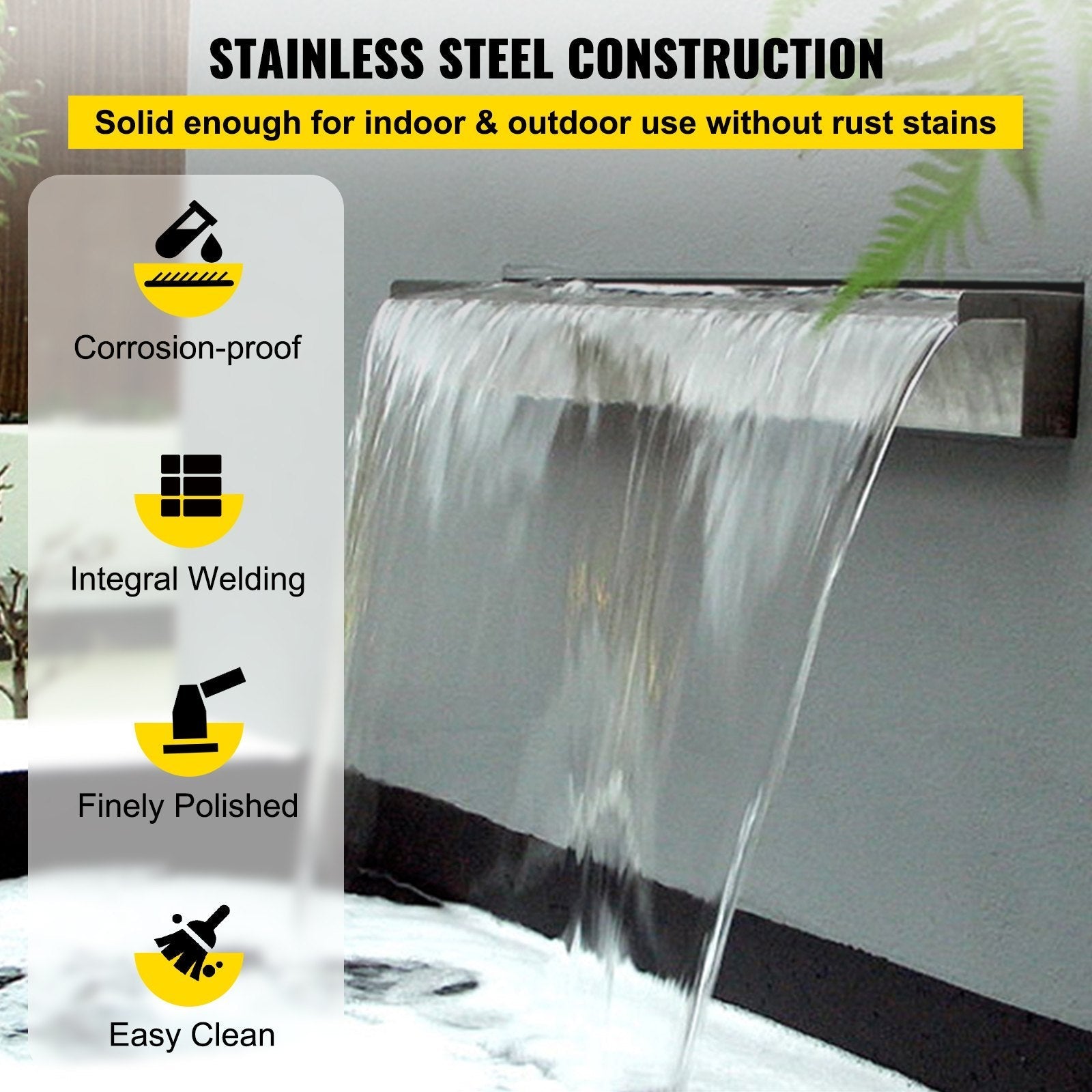 VEVOR Patiolife Pool Fountain Stainless Steel Pool Waterfall 11.8