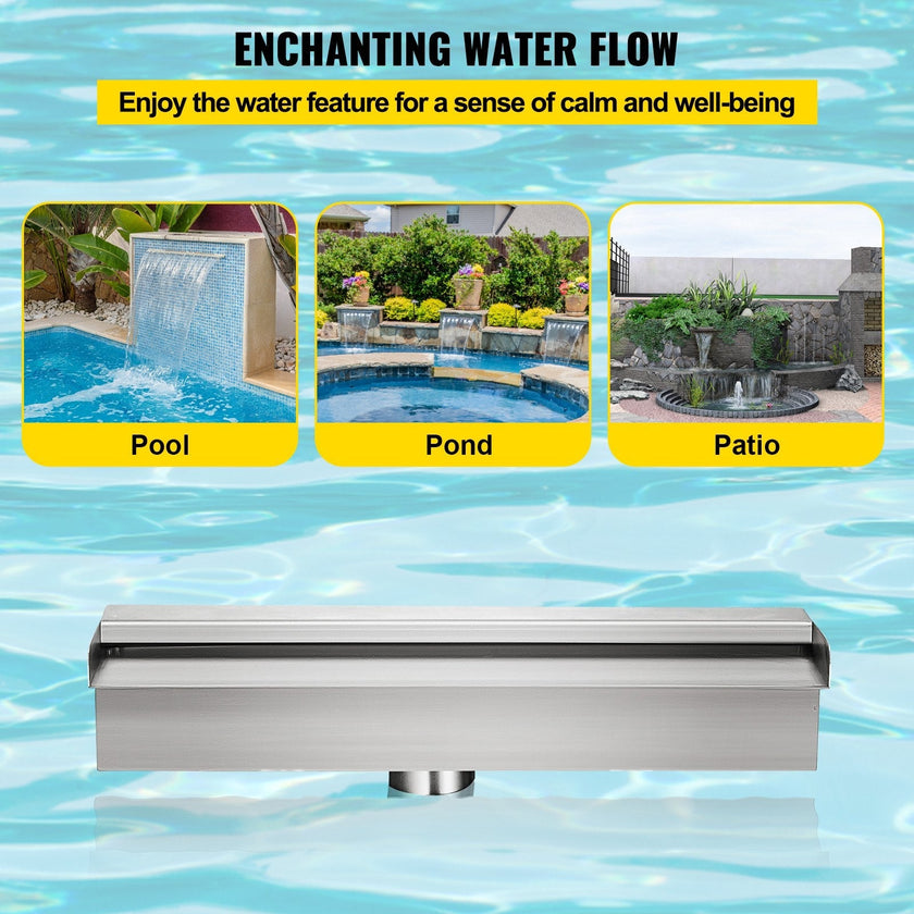 VEVOR Patiolife Pool Fountain Stainless Steel Pool Waterfall 11.8