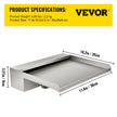 VEVOR Waterfall Blade, 30cm Stainless Steel Waterfall Spillway, Rectangular Waterfall Pool Fountain, Cascade Blade with Connector, Hose, Clamp & PTFE Tape, Water Blade for Koi Fish Pond, Water Feature