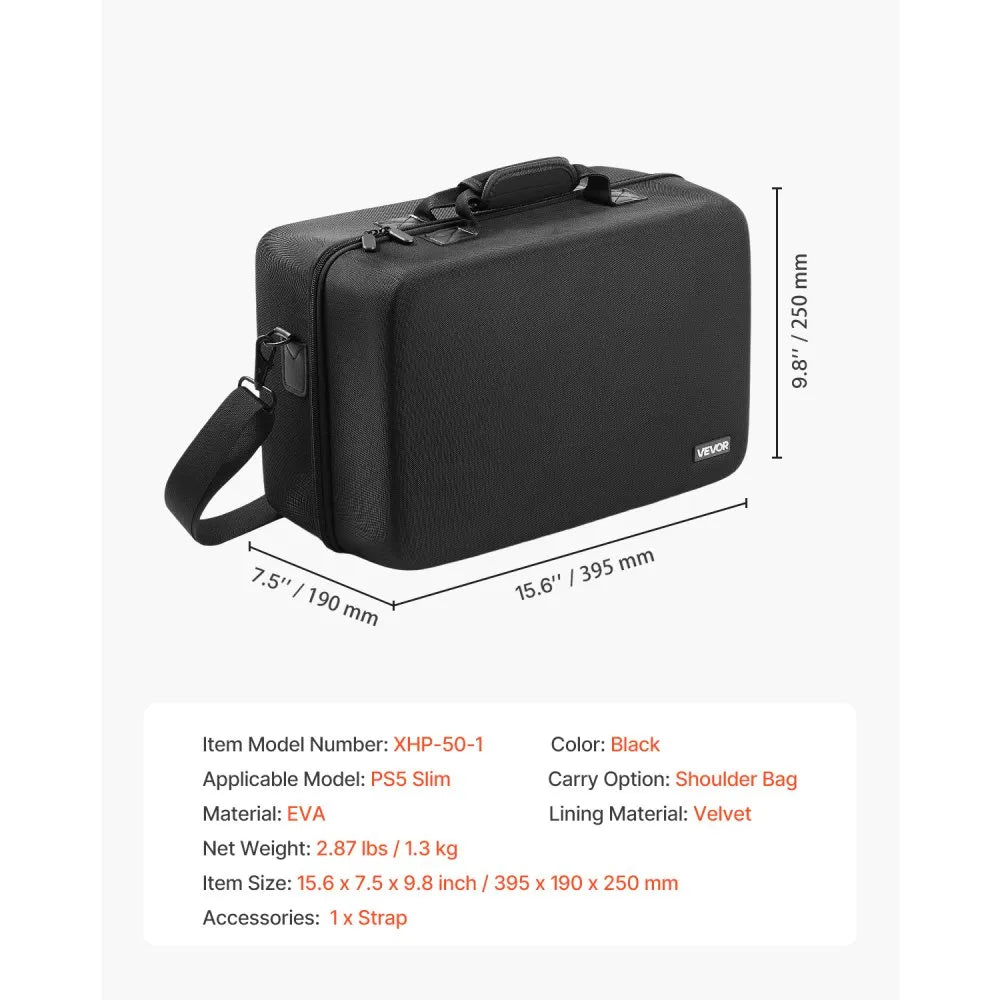 VEVOR PS5 Carrying Case Travel Bag for Playstation 5 Slim EVA Soft Lining