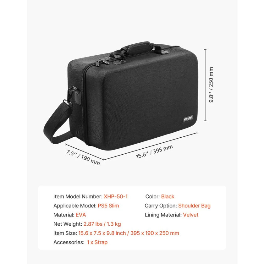 VEVOR PS5 Carrying Case Travel Bag for Playstation 5 Slim EVA Soft Lining
