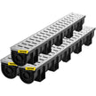 VEVOR Trench Drain System, Channel Drain with Metal Grate, 5.9x5.1-Inch HDPE Drainage Trench, Black Plastic Garage Floor Drain, 3x39 Trench Drain Grate, with 3 End Caps, for Garden, Driveway-3 Pack