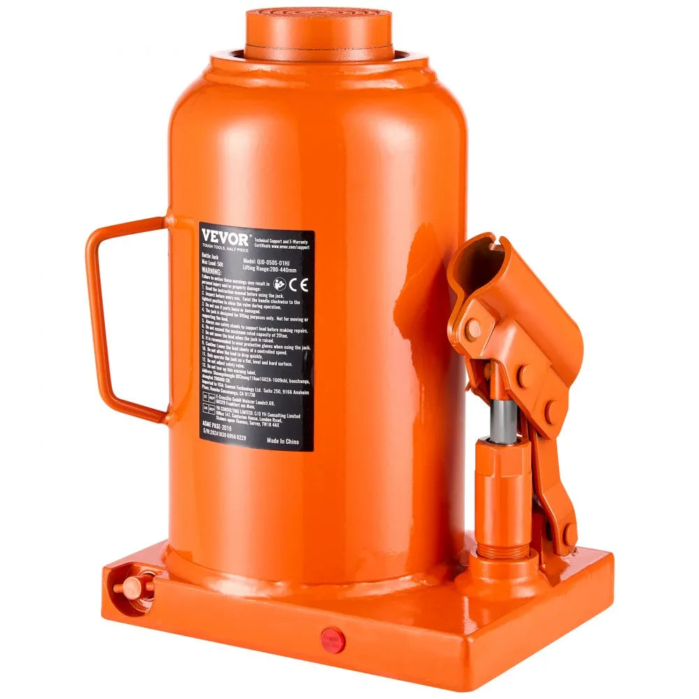 VEVOR Hydraulic Bottle Jack 50 Ton Manual High Lift Automotive Car Repair Shop