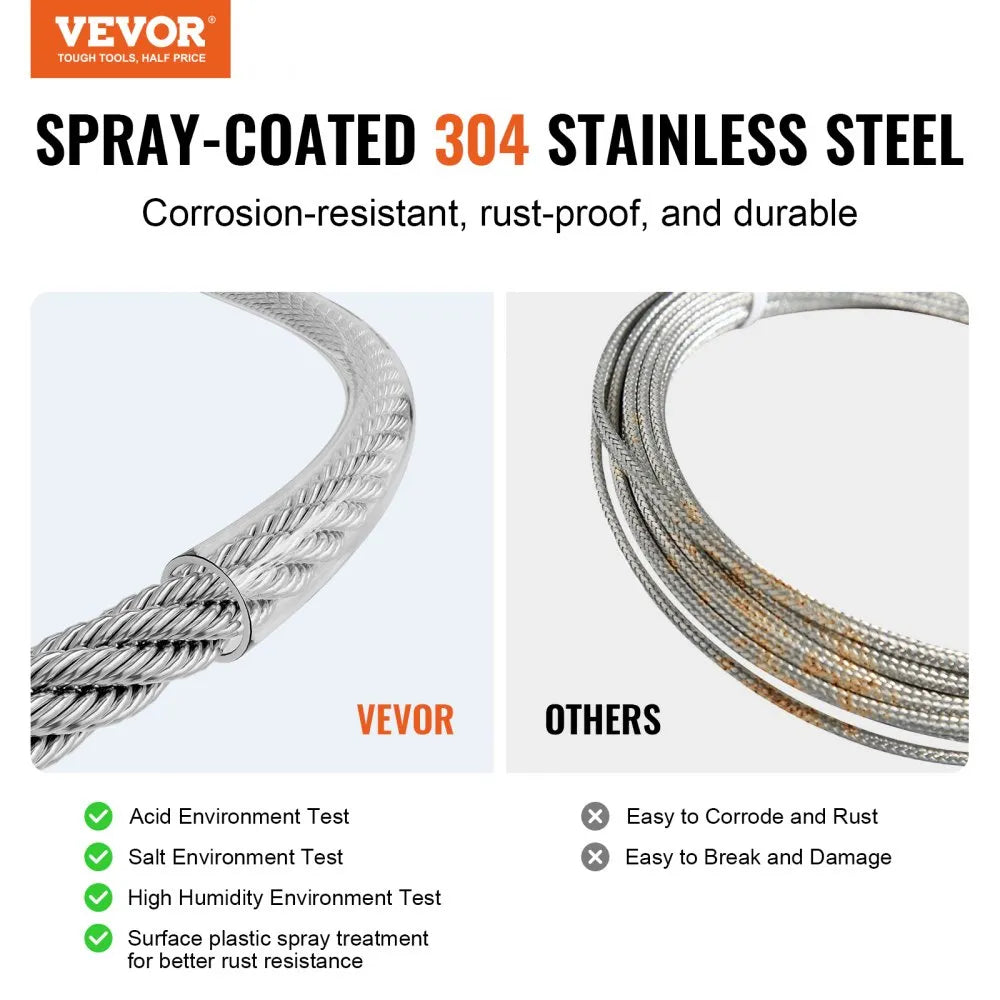 VEVOR T304 Stainless Steel Cable 1/8