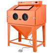 VEVOR 115 Gallon Sandblasting Cabinet, Heavy Duty Steel Sand Blasting Cabinet with 31-Gallon Media Hopper, Dual Blasting Guns & 1.6HP Dust Collector for Oversized Parts Surface Finishing, Rust Removal