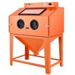 VEVOR 115 Gallon Sandblasting Cabinet, Heavy Duty Steel Sand Blasting Cabinet with 31-Gallon Media Hopper, Dual Blasting Guns & 1.6HP Dust Collector for Oversized Parts Surface Finishing, Rust Removal
