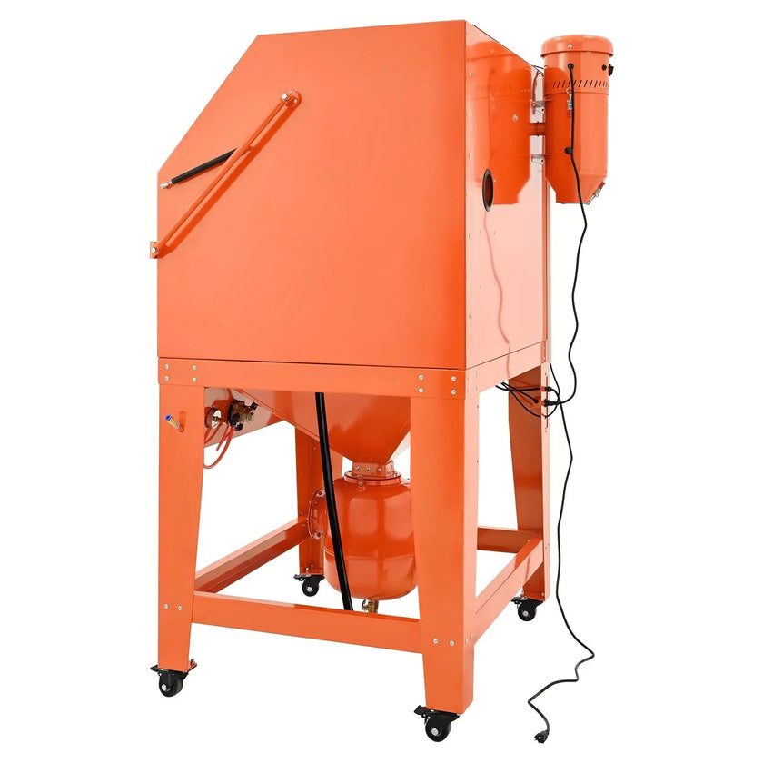VEVOR 245 Gallon Sandblasting Cabinet with Pressurized Tank, Heavy Duty Steel Sand Blasting Cabinet on Wheels - with 32 Gallon Media Hopper & 1.6HP Dust Collector for Oversized Parts Surface Finishing
