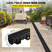 VEVOR Trench Drain System, Channel Drain with Plastic Grate, 5.8x5.2-Inch HDPE Drainage Trench, Black Plastic Garage Floor Drain, 6x39