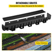 VEVOR Trench Drain System, Channel Drain with Plastic Grate, 5.8x5.2-Inch HDPE Drainage Trench, Black Plastic Garage Floor Drain, 6x39