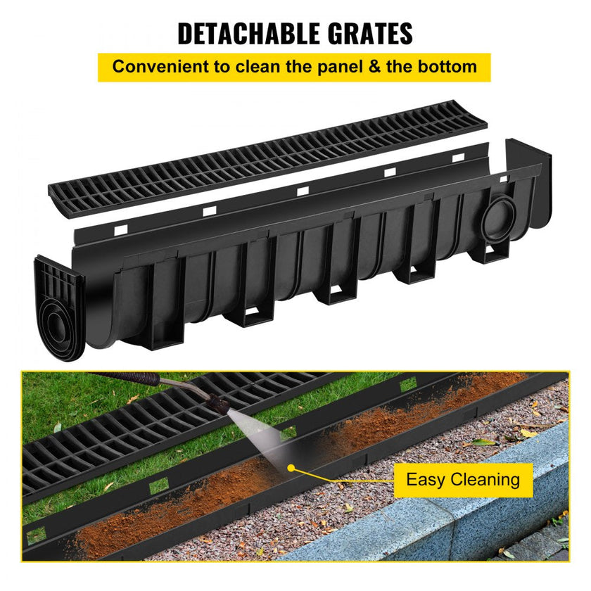 VEVOR Drainage Trench Driveway Channel Drain Kit Plastic Grate-5.8