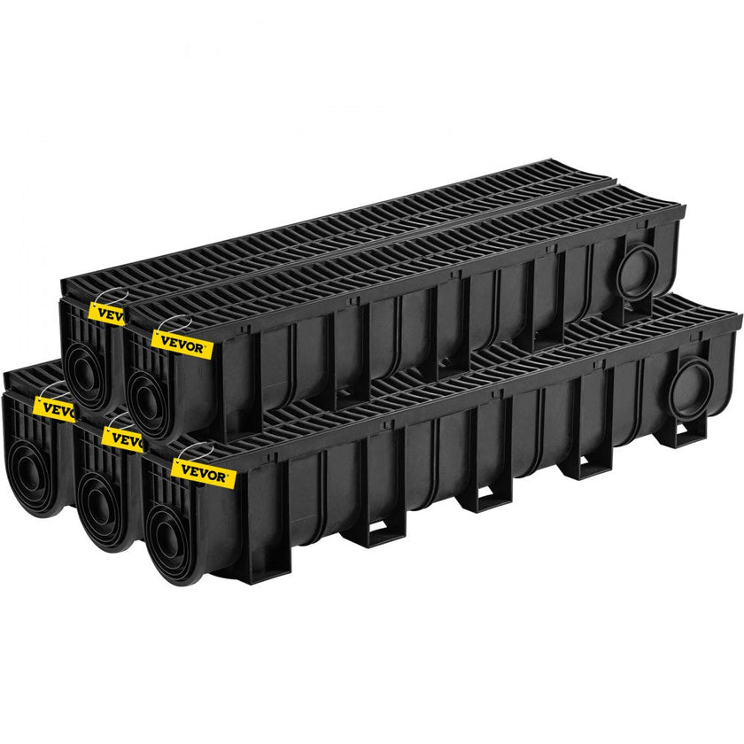 VEVOR Drainage Trench Driveway Channel Drain Kit Plastic Grate-5.8