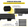 VEVOR Trench Drain System, Channel Drain with Plastic Grate, 5.8x3.1-Inch HDPE Drainage Trench, Black Plastic Garage Floor Drain, 5x39