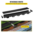 VEVOR Trench Drain System, Channel Drain with Plastic Grate, 5.8x3.1-Inch HDPE Drainage Trench, Black Plastic Garage Floor Drain, 5x39