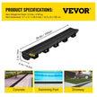 VEVOR Trench Drain System, Channel Drain with Plastic Grate, 5.8x3.1-Inch HDPE Drainage Trench, Black Plastic Garage Floor Drain, 5x39