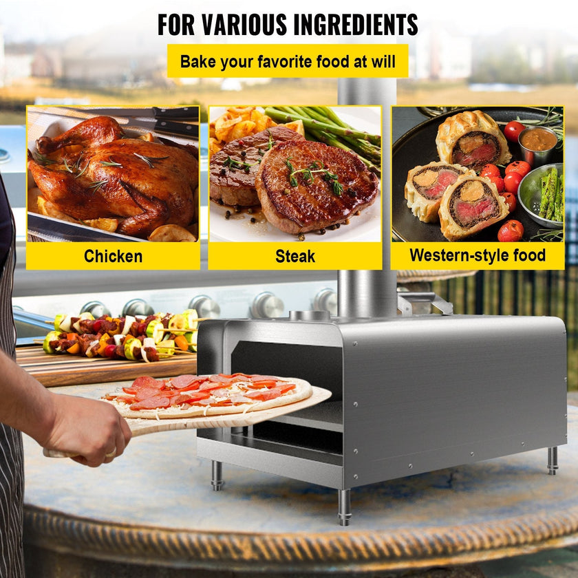 VEVOR Pellet Pizza Oven, Stainless Steel Pizza Oven Outdoor, 12