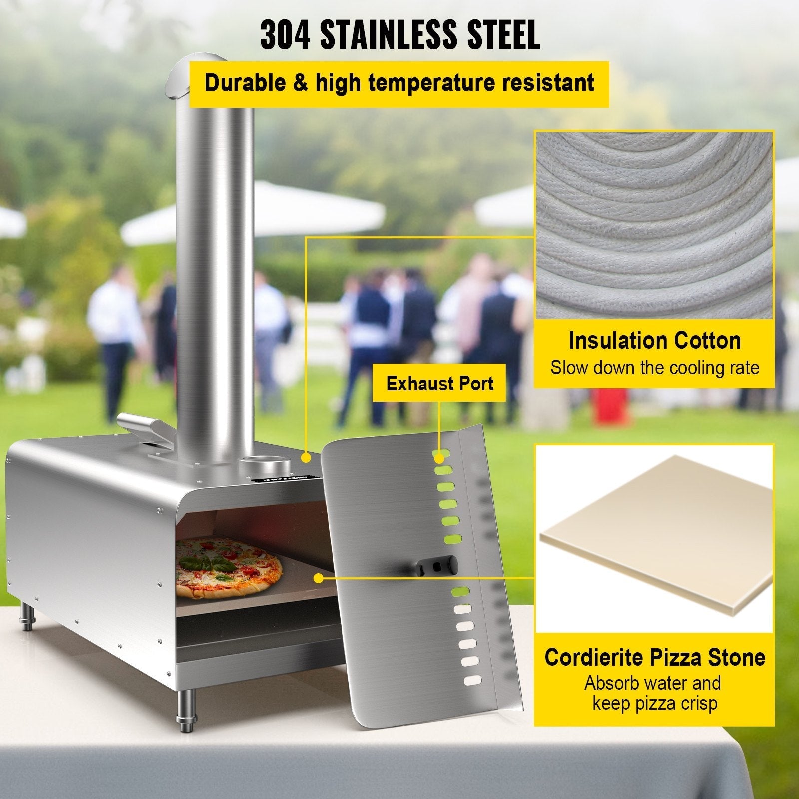 VEVOR Pellet Pizza Oven, Stainless Steel Pizza Oven Outdoor, 12