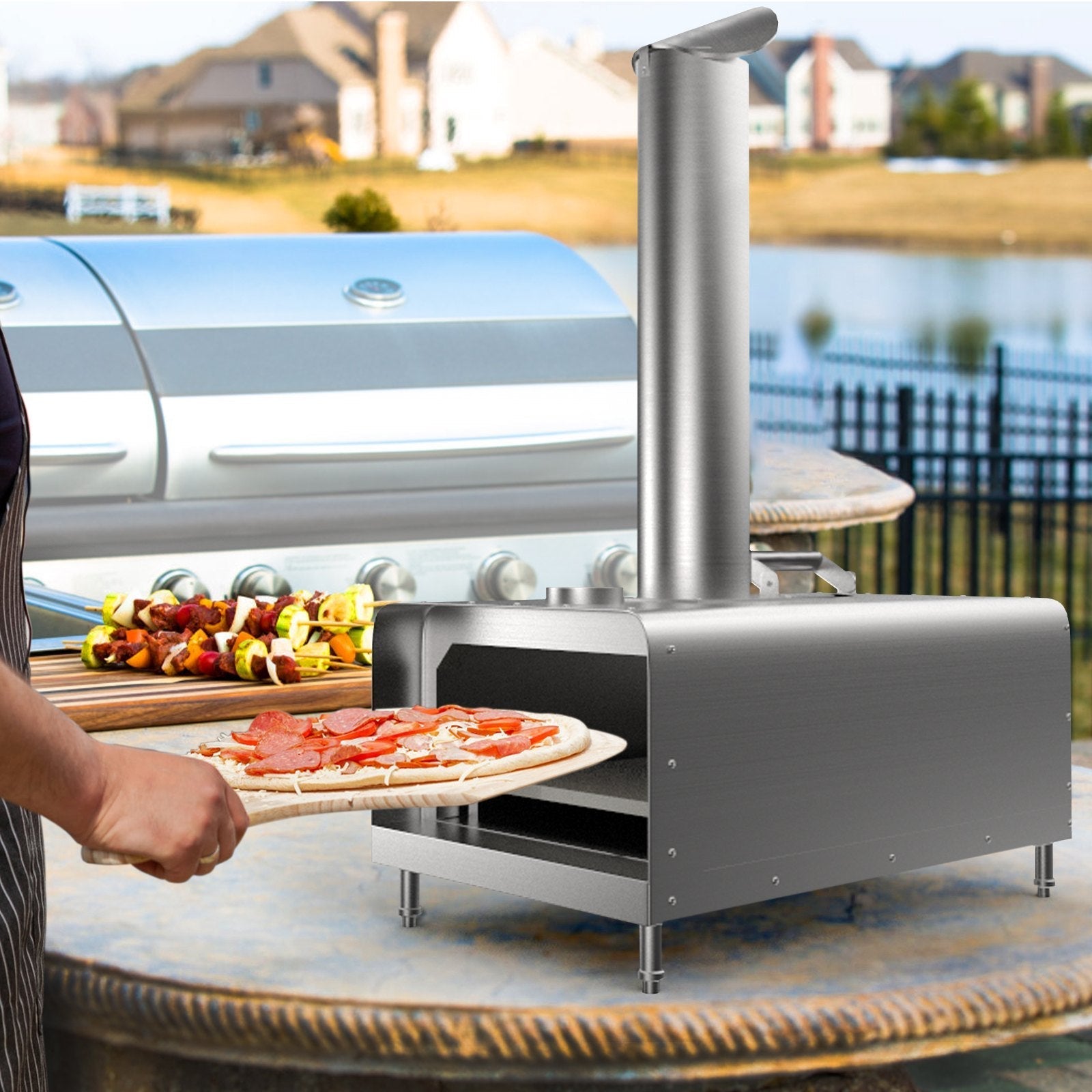VEVOR Pellet Pizza Oven, Stainless Steel Pizza Oven Outdoor, 12