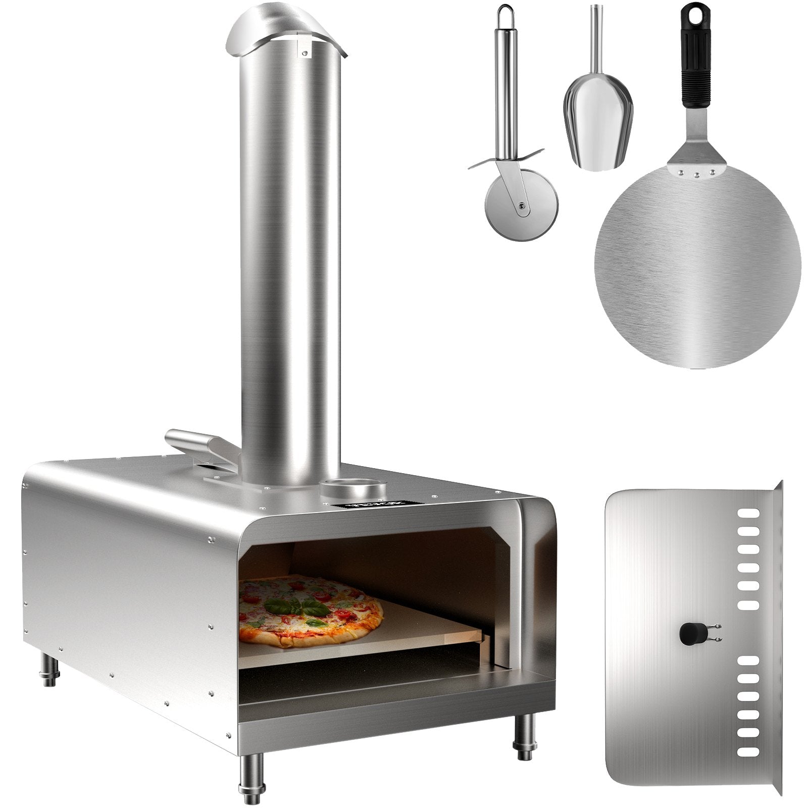 VEVOR Pellet Pizza Oven, Stainless Steel Pizza Oven Outdoor, 12